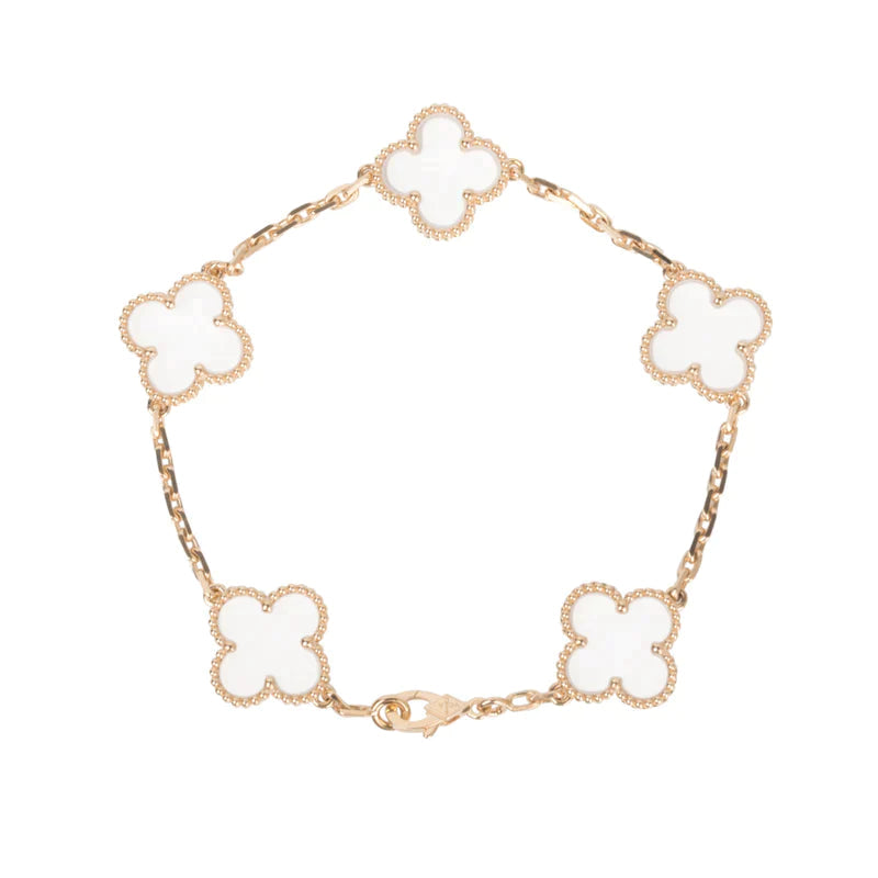 VCA CLOVER 5 MOTIF ROCK CRYSTAL BRACELET