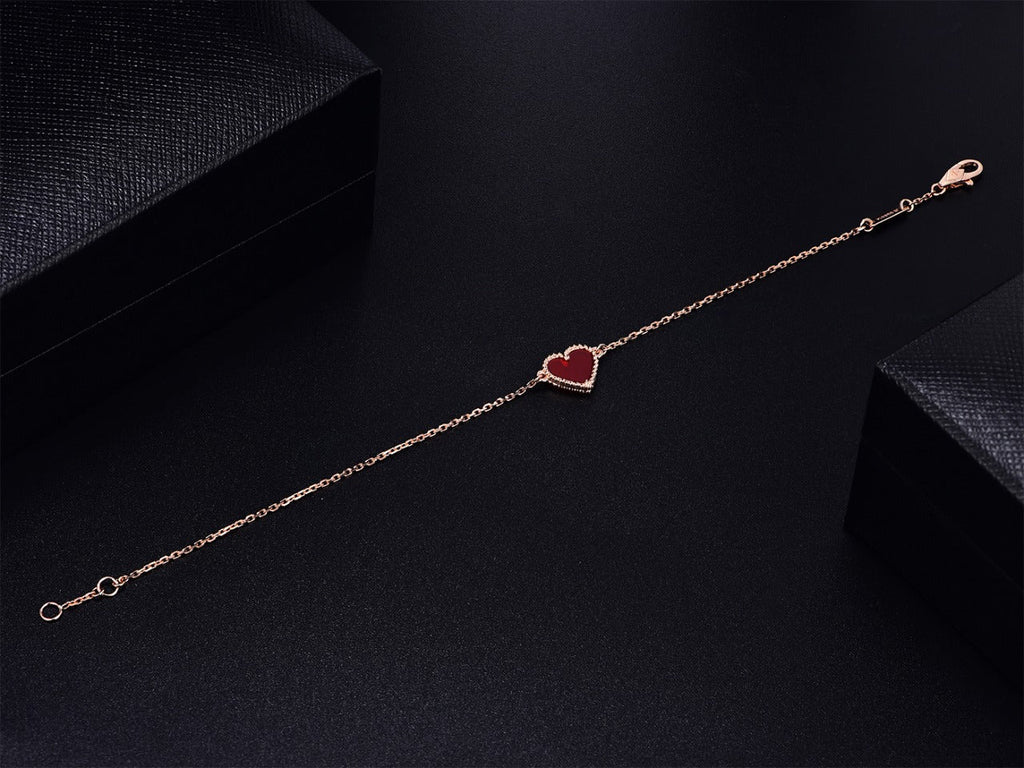 VCA HEART CARNELIAN PINK GOLD BRACELET