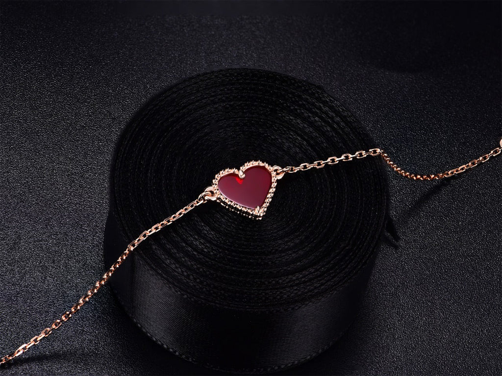 VCA HEART CARNELIAN PINK GOLD BRACELET