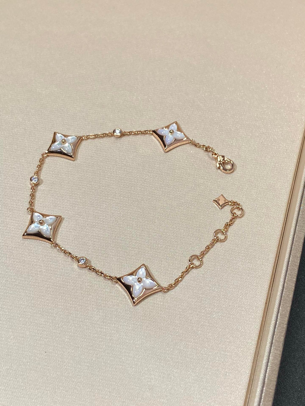 LOUIS VUITTON STAR 4 MOTIF MOP DIAMOND PINK GOLD BRACELET