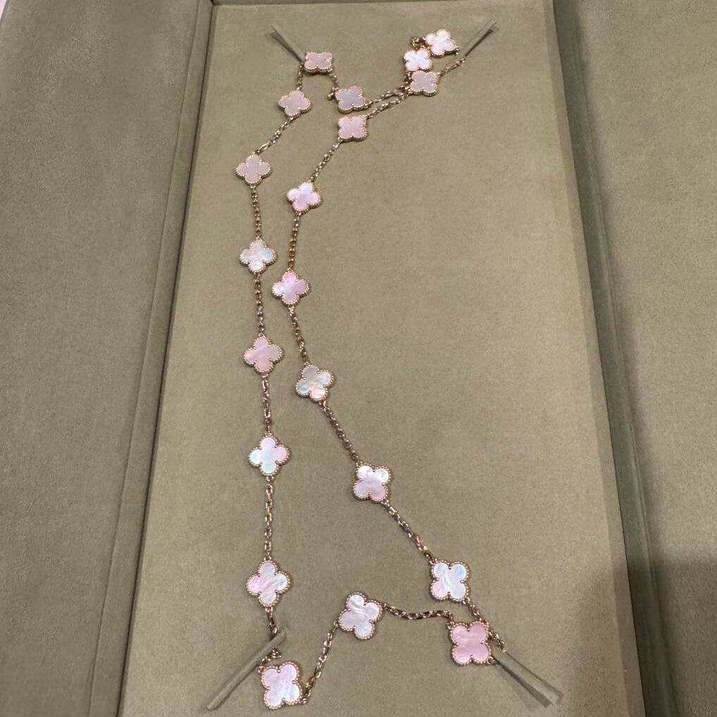 VCA CLOVER 20 MOTIFS PINK MOP NECKLACE
