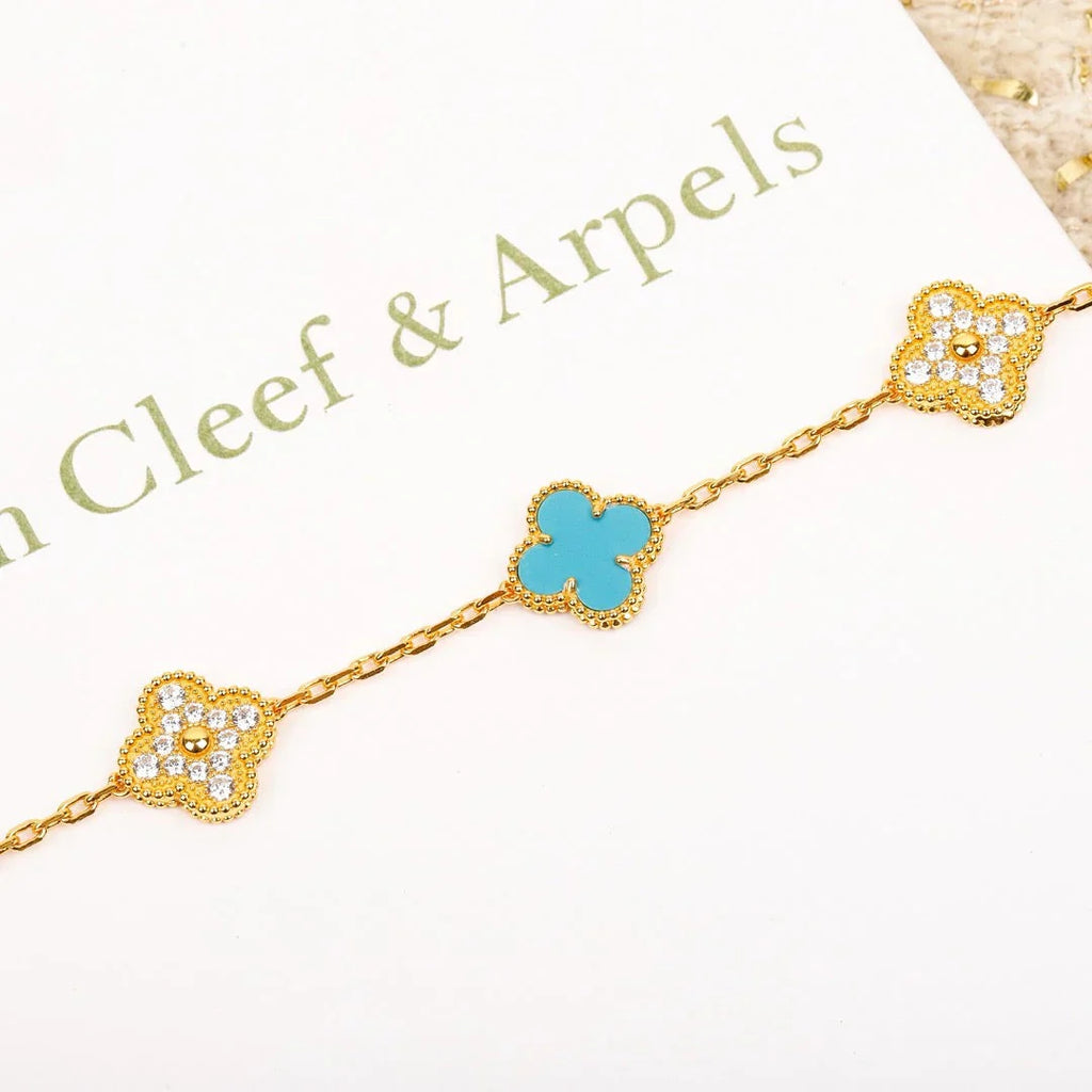 VCA CLOVER 5 MOTIF TURQUOISE BRACELET COLLECTION
