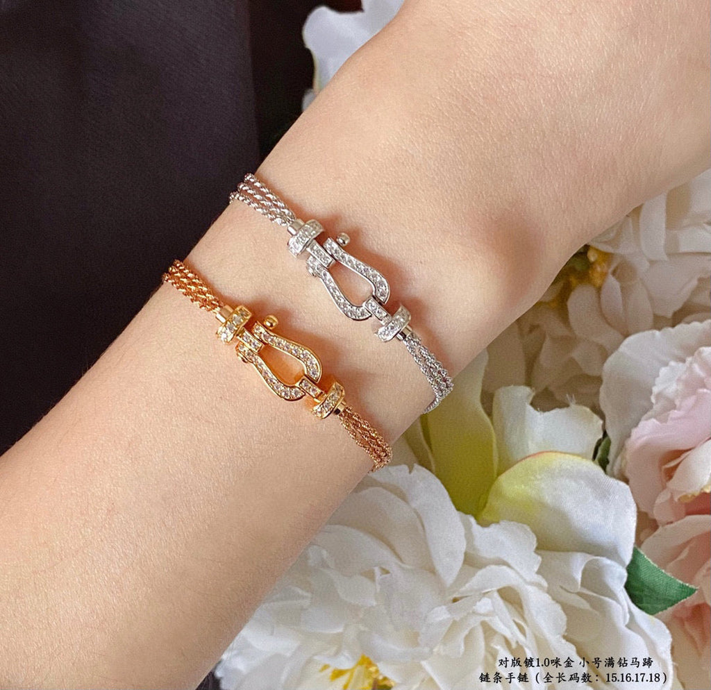 FRED FORCE SMALL HORSESHOE DIAMOND CHAIN ROPE BRACELET