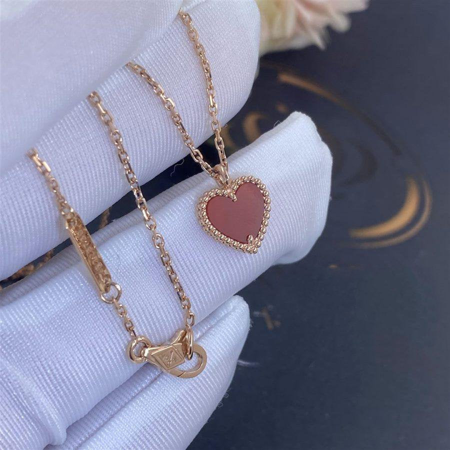 VCA SWEET CLOVER CARNELIAN HEART NECKLACE